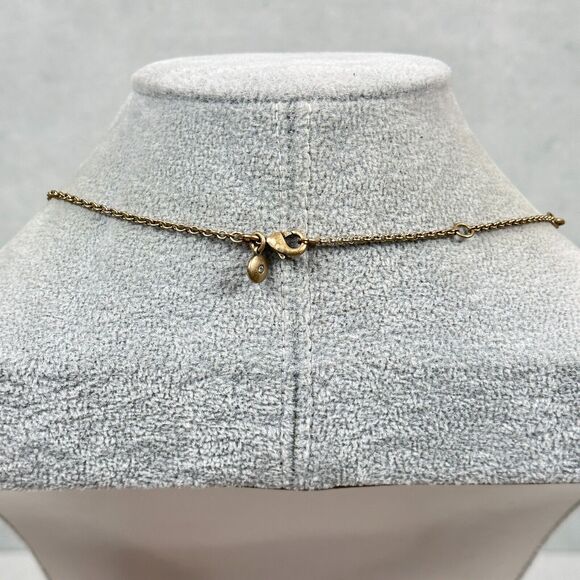 J. Crew Necklace Charm Fringe Tassel Green Crystal Gold Tone 40" Jewelry - Picture 6 of 8